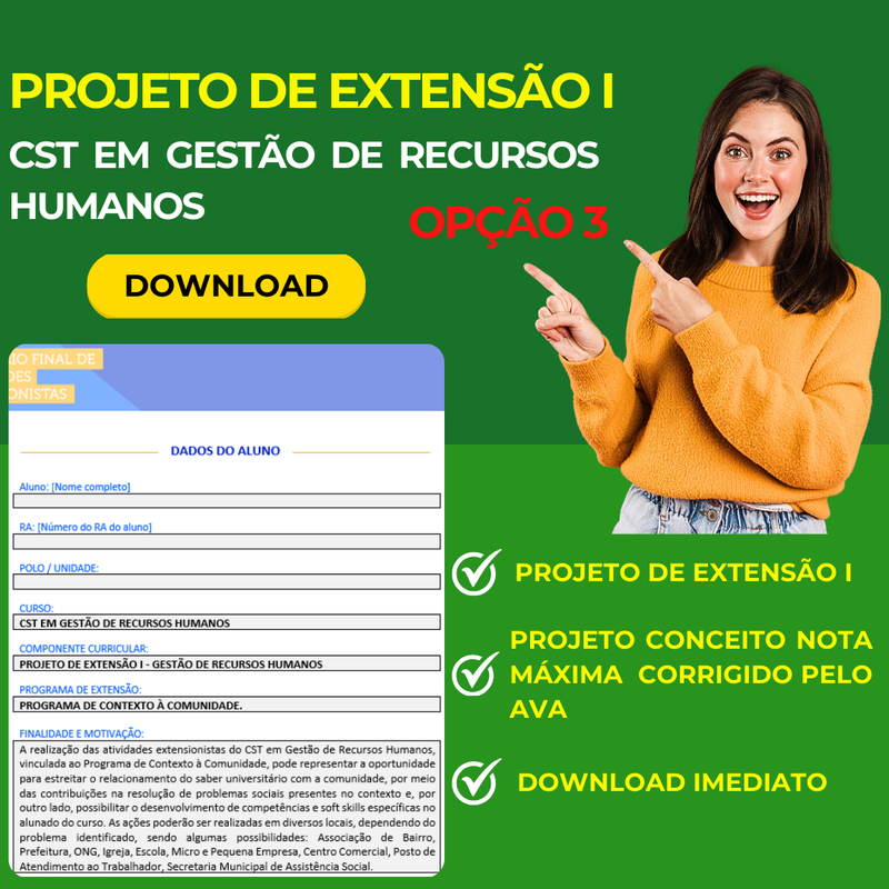 PROJETO DE EXTENSÃO I - CST EM GESTÃO DE RECURSOS HUMANOS - opção 3