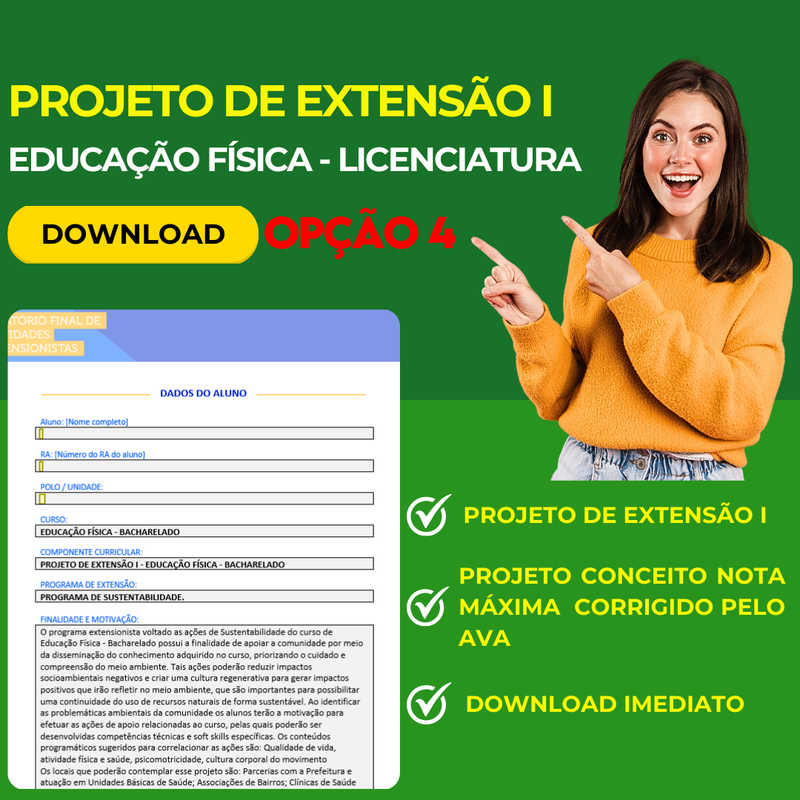 PROJETO DE EXTENSÃO I - EDUCAÇÃO FÍSICA LICENCIATURA opção 4