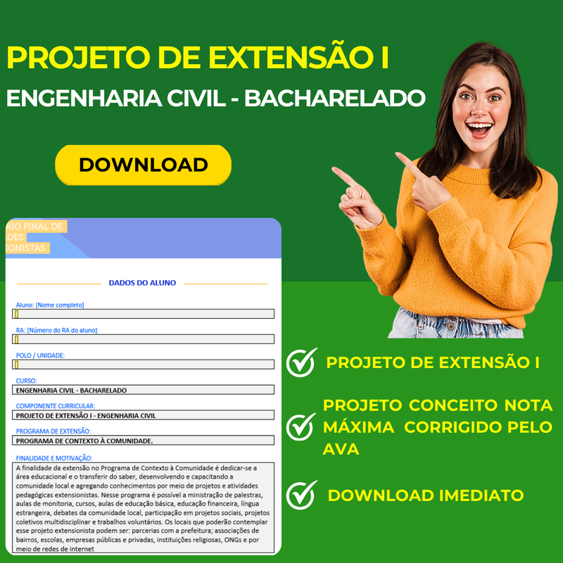 PROJETO DE EXTENSÃO I - ENGENHARIA CIVIL BACHARELADO