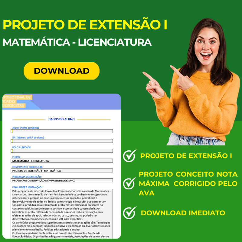 PROJETO DE EXTENSÃO I - MATEMÁTICA LICENCIATURA