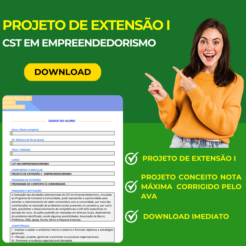 PROJETO DE EXTENSÃO I - CST EM EMPREENDEDORISMO