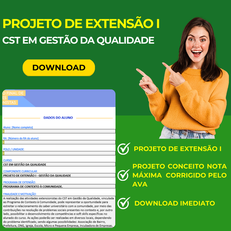 PROJETO DE EXTENSÃO I - CST EM GESTÃO DA QUALIDADE