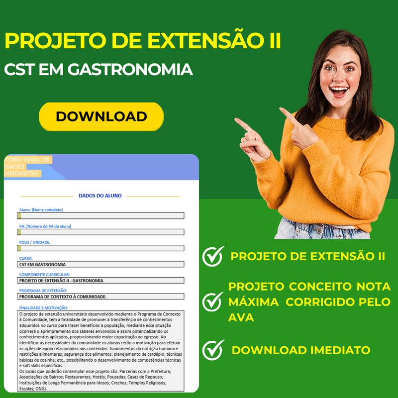 PROJETO DE EXTENSÃO II - CST EM GASTRONOMIA